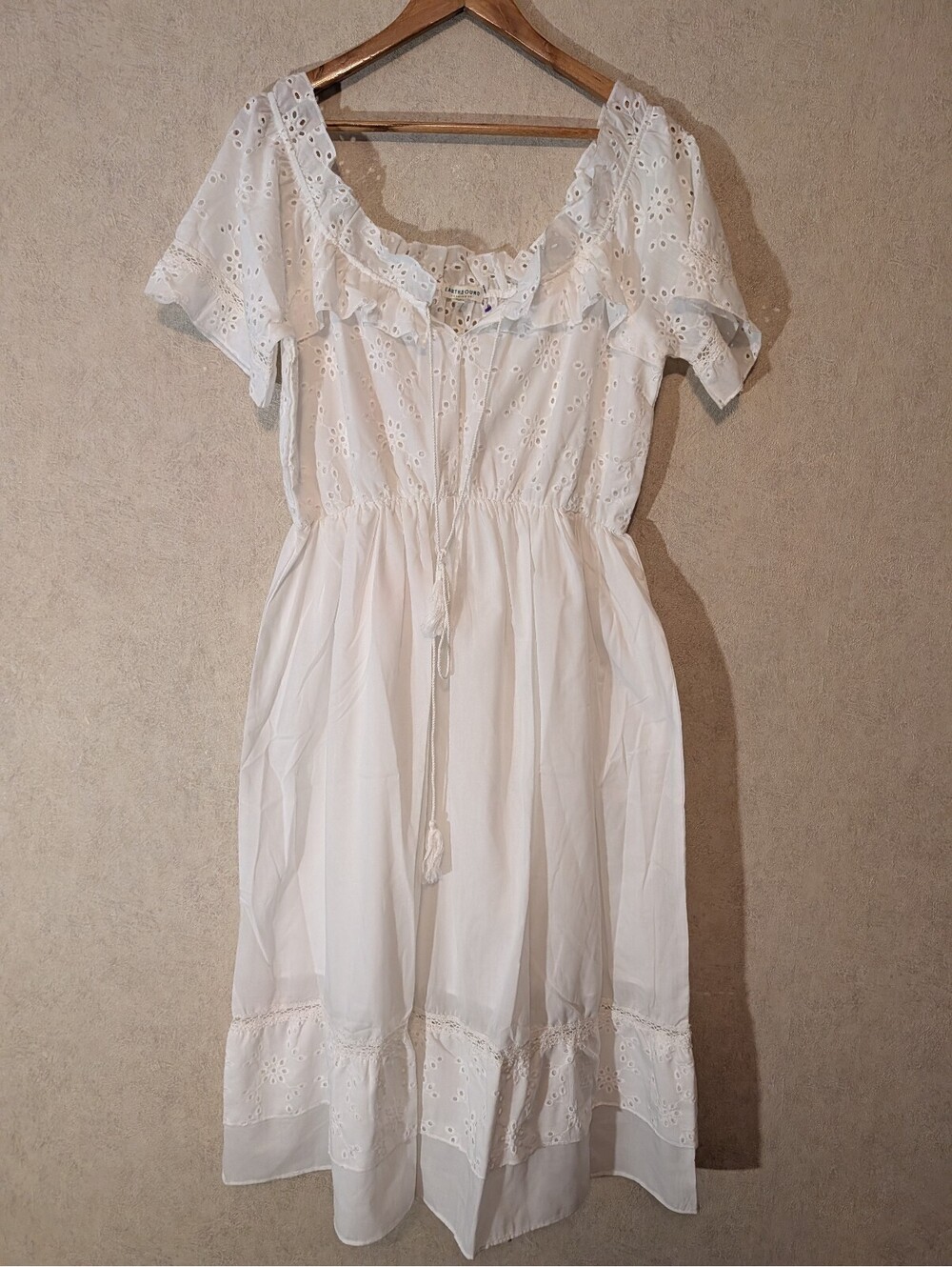 EARTHBOUND TRADING CO white eyelet midi dress sz XXL